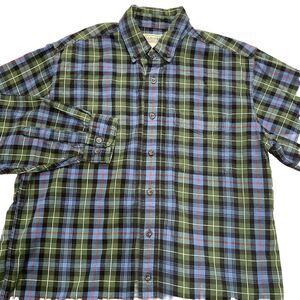 Vintage L.L Bean Mens Shirt Medium Flannel Plaid Button Up Work Outdoors Cotton